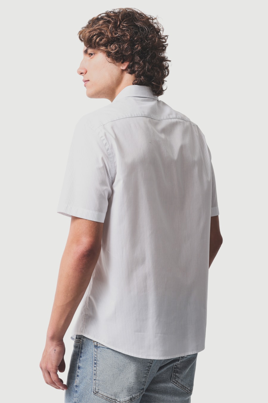 Camisa Manga Curta Regular Xadrez Duas Cores Branco C/Caqui — foto 4 de 6