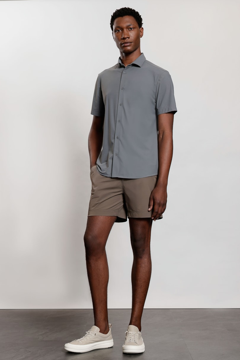 Camisa Manga Curta Rib Flex Cinza Escuro