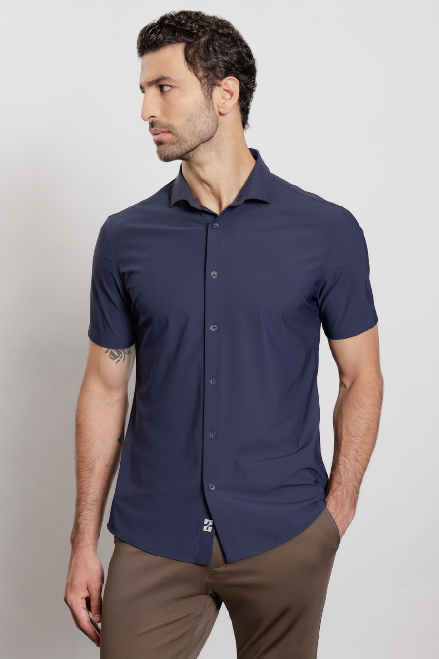 Camisa Manga Curta Rib Flex Marinho — foto 1 de 6