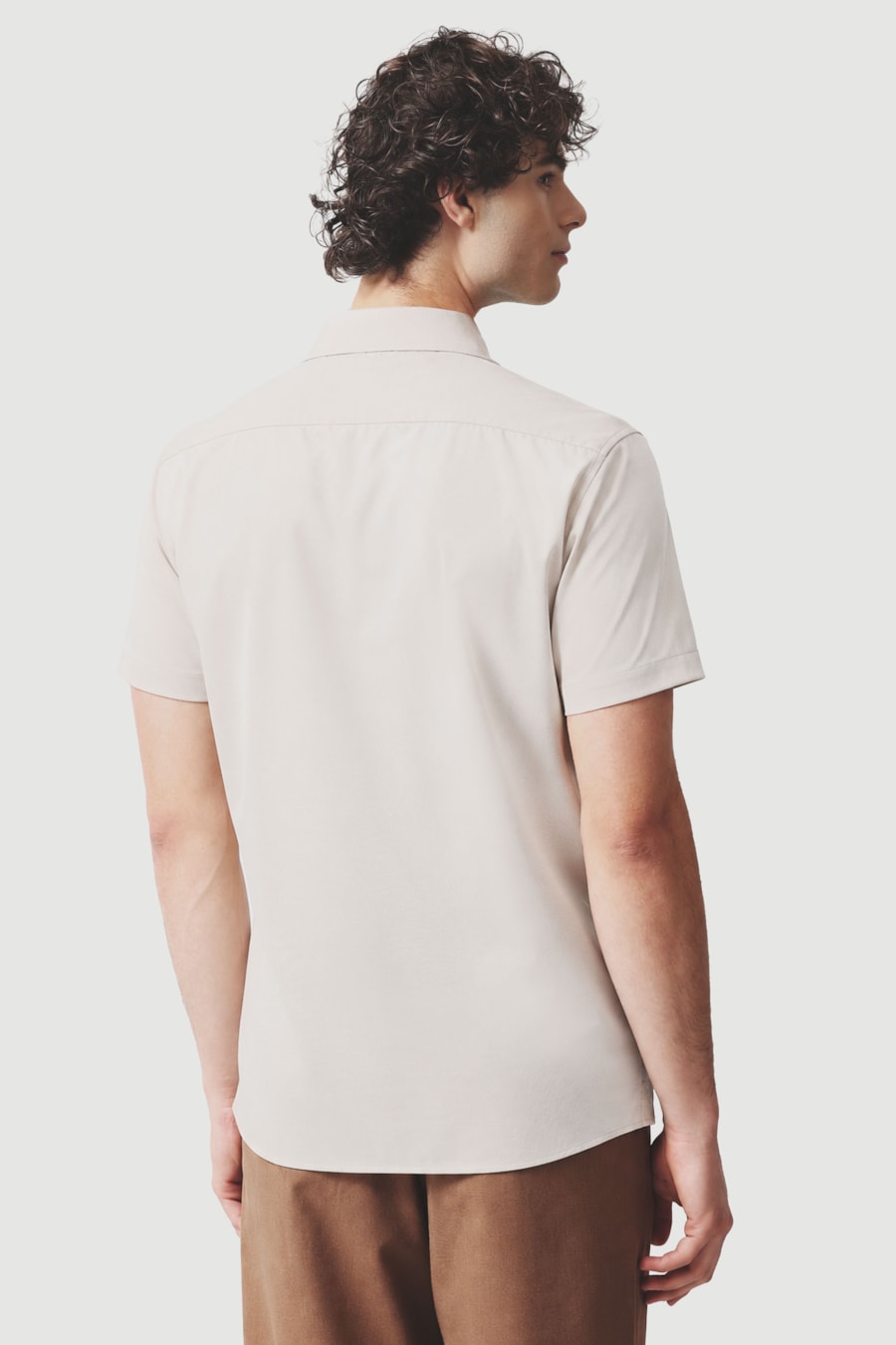 Camisa Manga Curta Slim A-70 Areia — foto 4 de 6