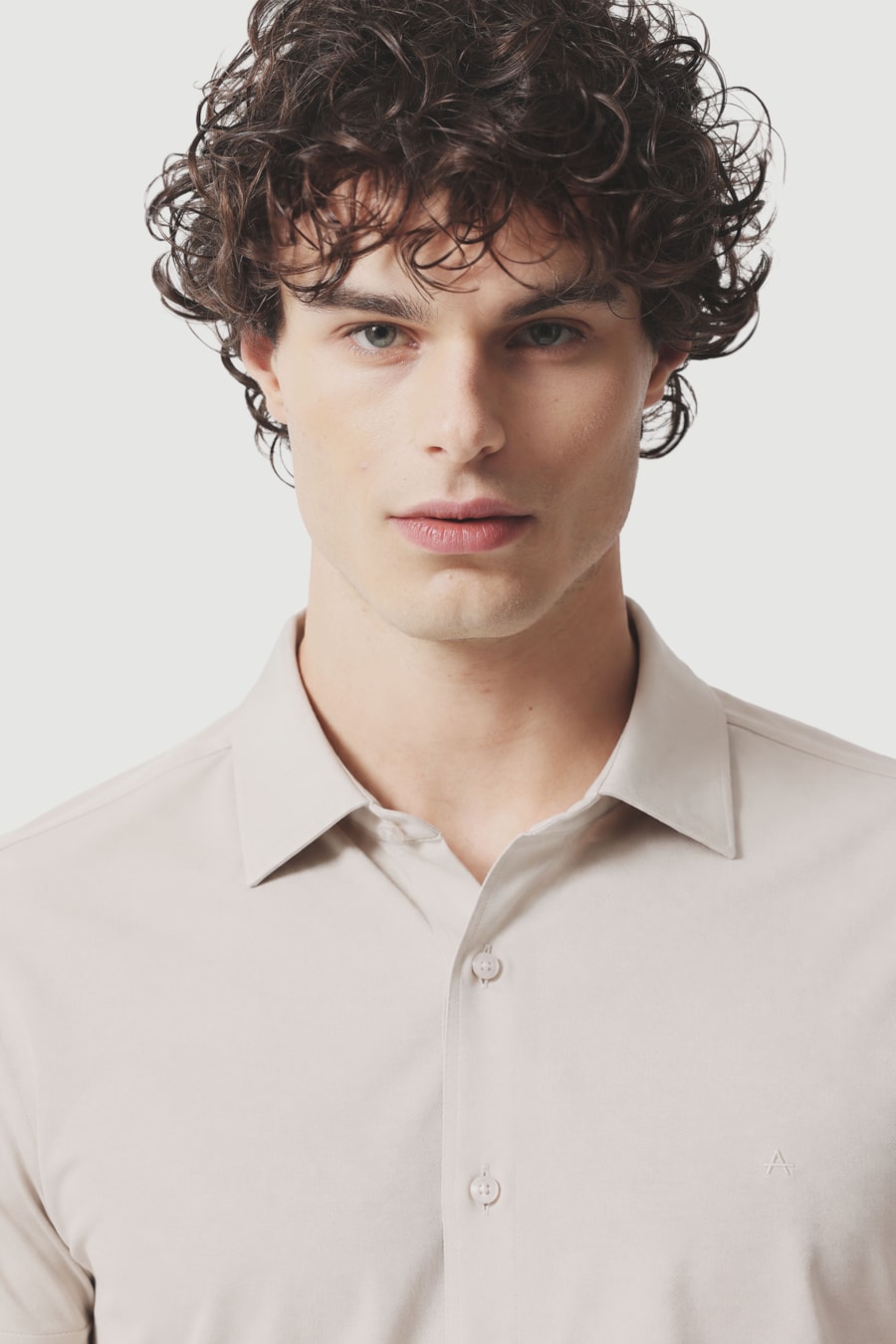 Camisa Manga Curta Slim A-70 Areia — foto 3 de 6