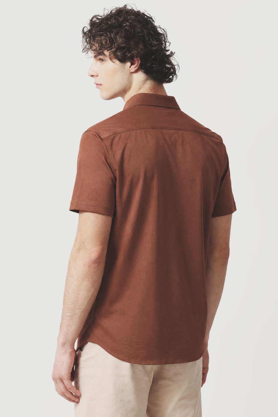Camisa Manga Curta Slim A-70 Canela — foto 4 de 6