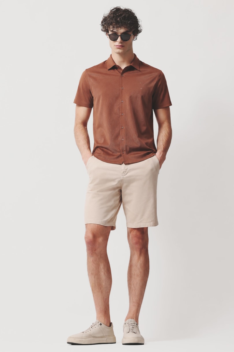 Camisa Manga Curta Slim A-70 Canela