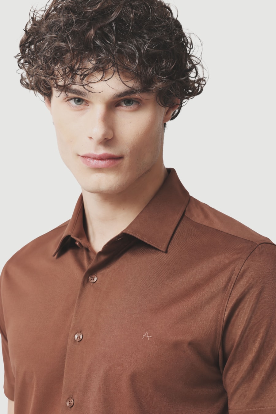 Camisa Manga Curta Slim A-70 Canela — foto 3 de 6