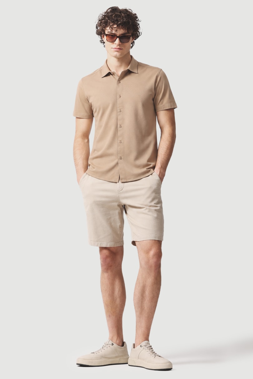 Camisa Manga Curta Slim A-70 Caqui