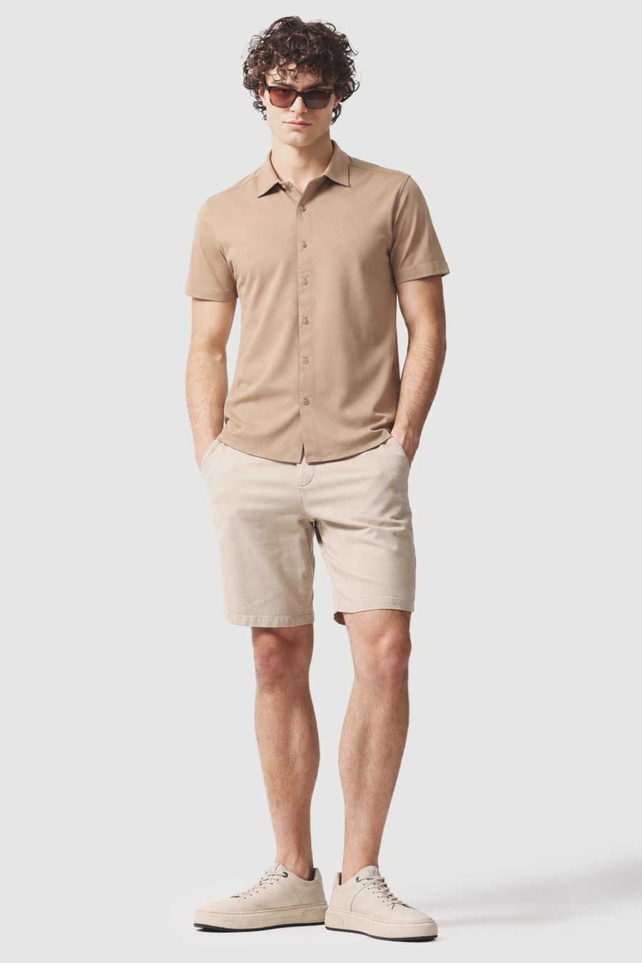 Camisa Manga Curta Slim A-70 Caqui — foto 2 de 5