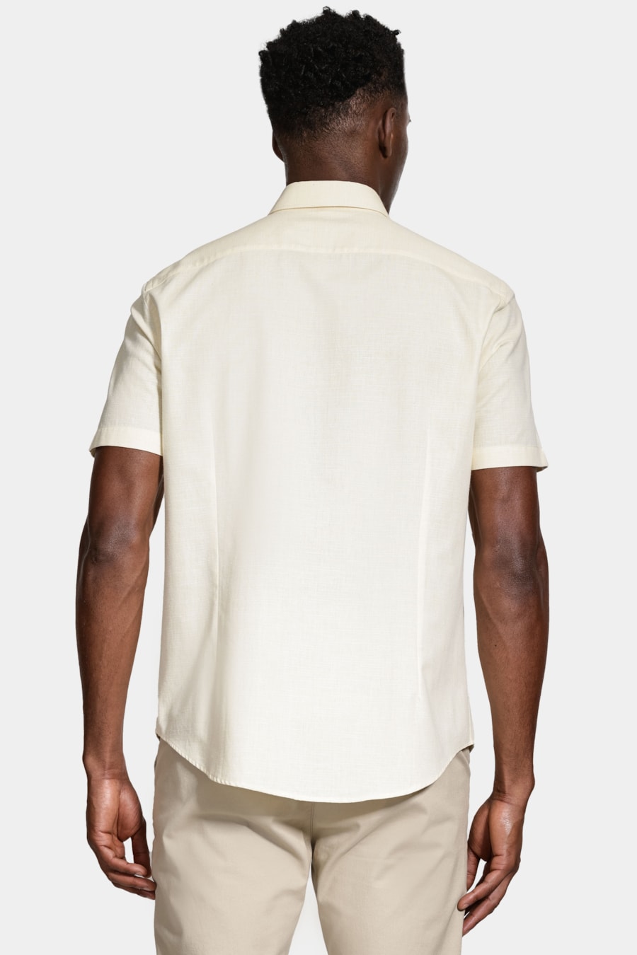 Camisa Manga Curta Slim Algodão Flame Soft Amarelo — foto 4 de 6