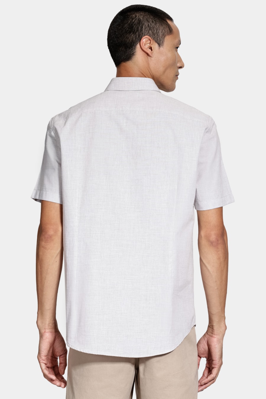 Camisa Manga Curta Slim Algodão Flame Soft Areia — foto 4 de 6