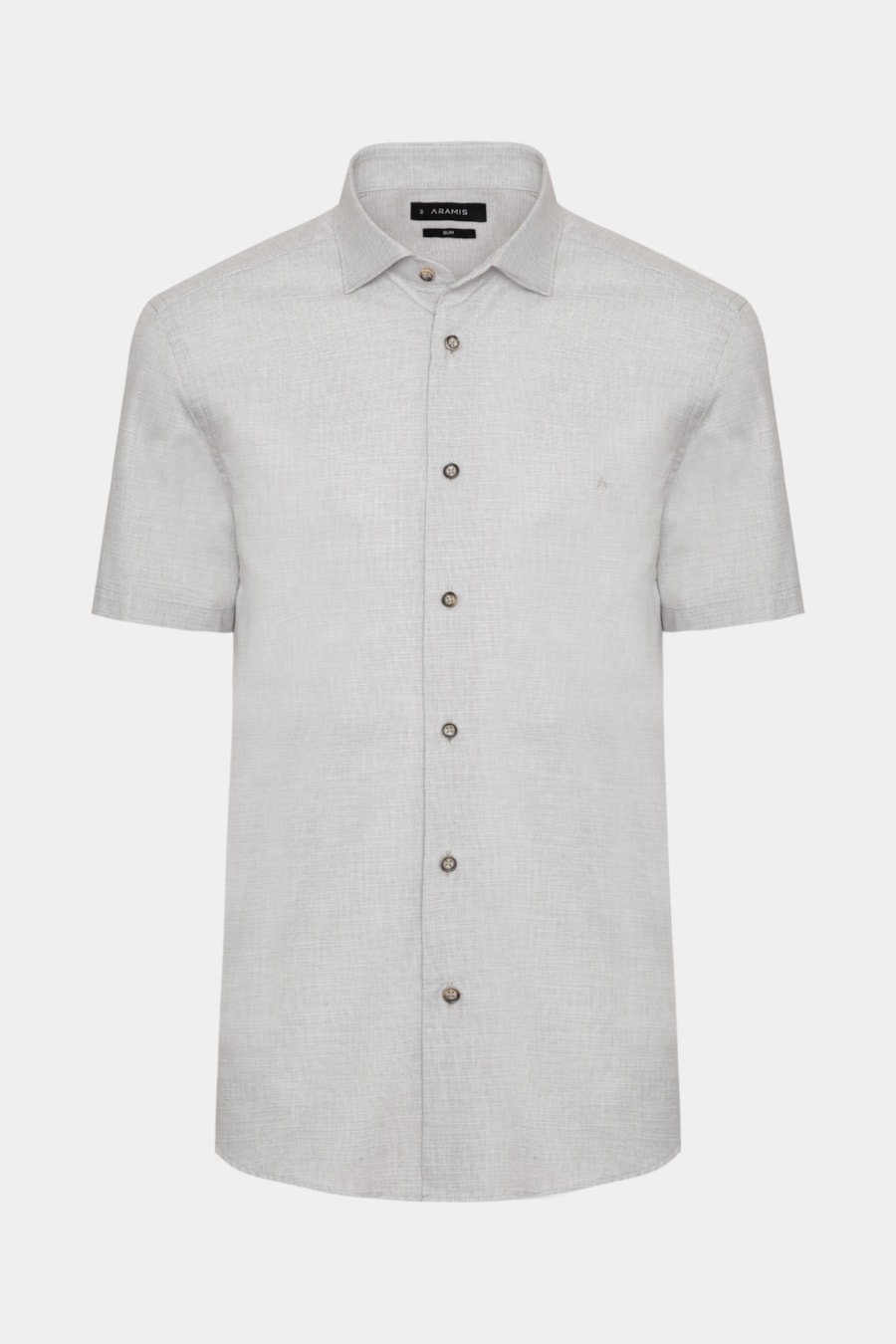 Camisa Manga Curta Slim Algodão Flame Soft Areia — foto 5 de 6