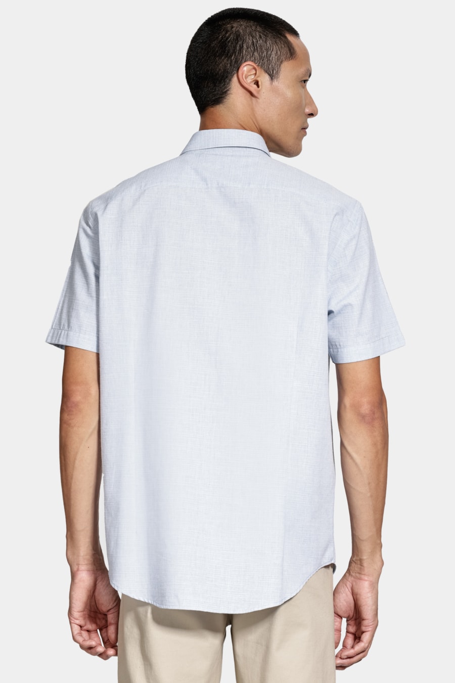Camisa Manga Curta Slim Algodão Flame Soft Azul — foto 4 de 6