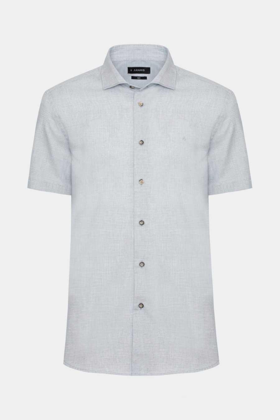 Camisa Manga Curta Slim Algodão Flame Soft Azul — foto 5 de 6