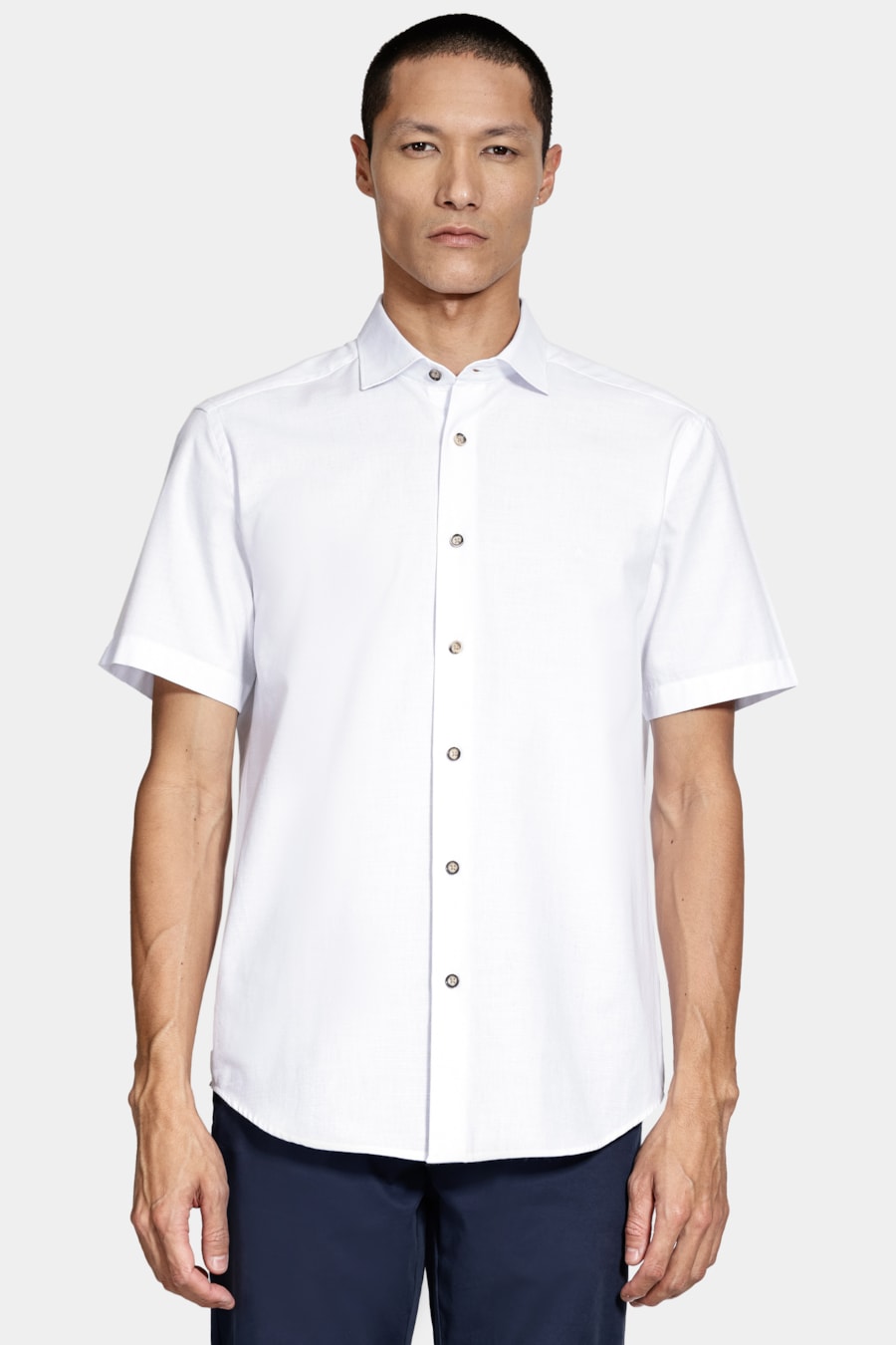 Camisa Manga Curta Slim Algodão Flame Soft Branco — foto 1 de 6