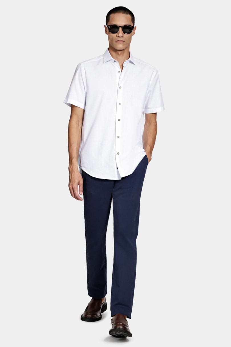 Camisa Manga Curta Slim Algodão Flame Soft Branco