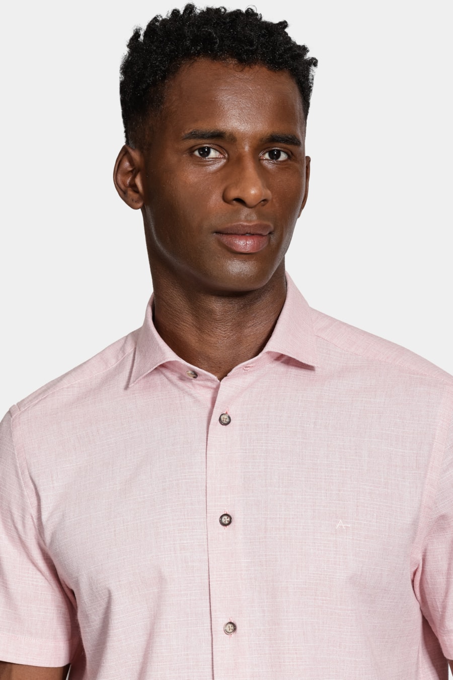 Camisa Manga Curta Slim Algodão Flame Soft Coral — foto 3 de 6