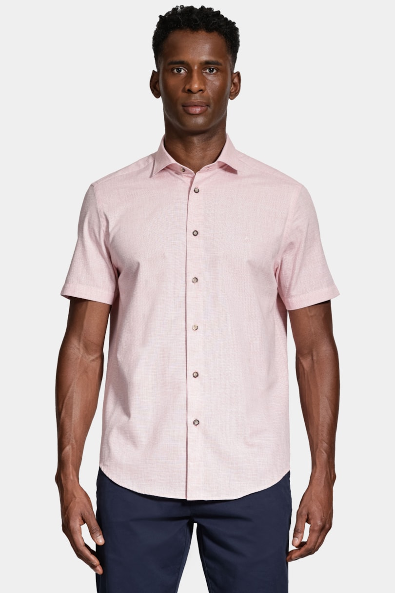 Camisa Manga Curta Slim Algodão Flame Soft Coral