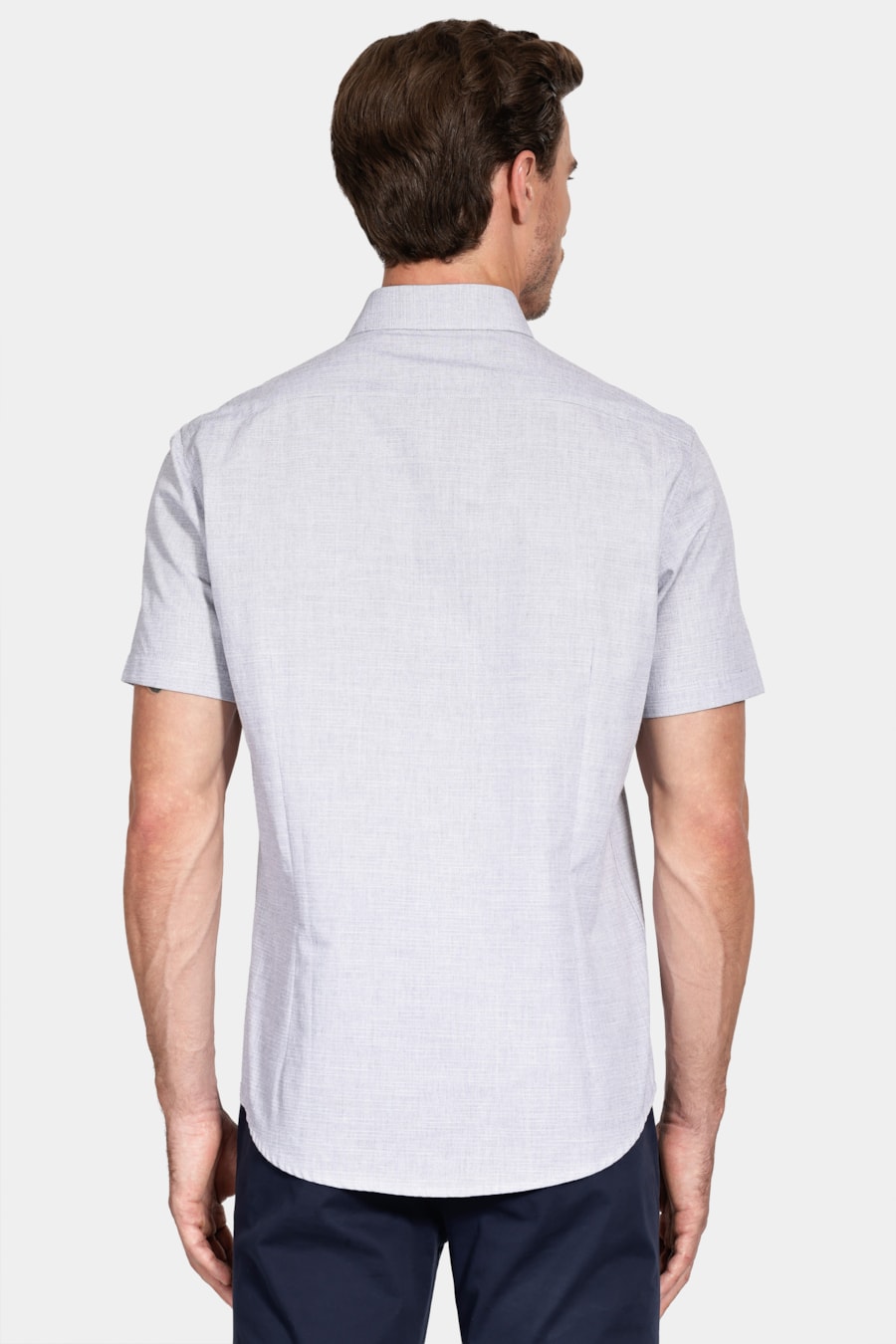 Camisa Manga Curta Slim Algodão Flame Soft Marinho — foto 4 de 6