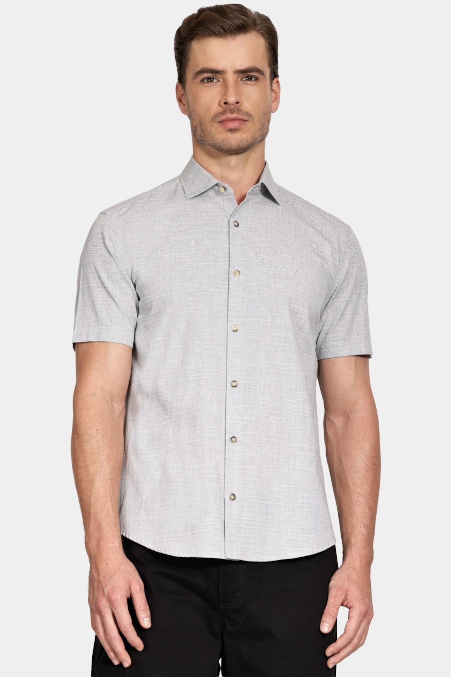 Camisa Manga Curta Slim Algodão Flame Soft Preto — foto 1 de 6