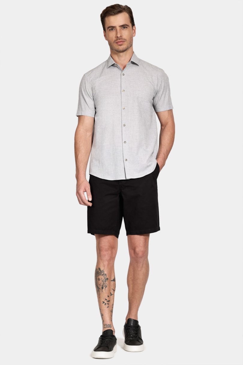 Camisa Manga Curta Slim Algodão Flame Soft Preto
