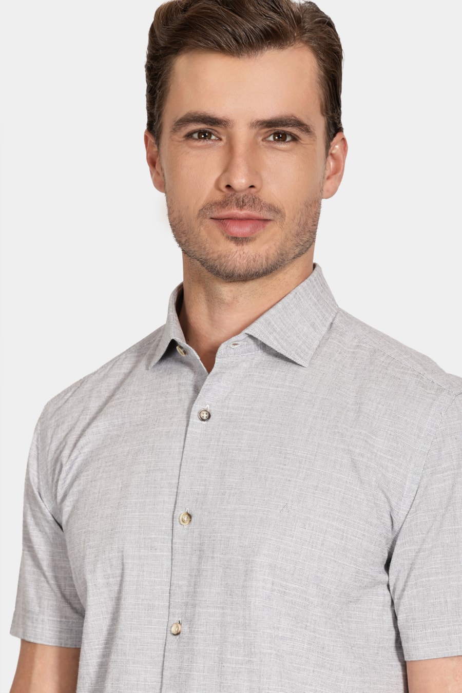 Camisa Manga Curta Slim Algodão Flame Soft Preto — foto 3 de 6