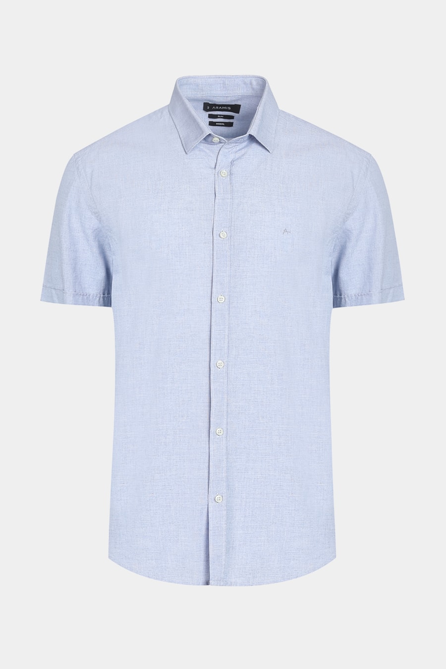 Camisa Manga Curta Slim Algodão Modal Boa Vista Azul — foto 6 de 6
