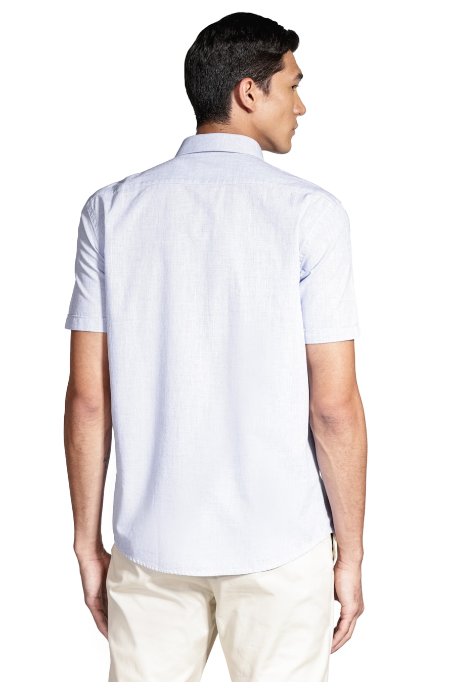 Camisa Manga Curta Slim Algodão Modal Boa Vista Azul — foto 4 de 6