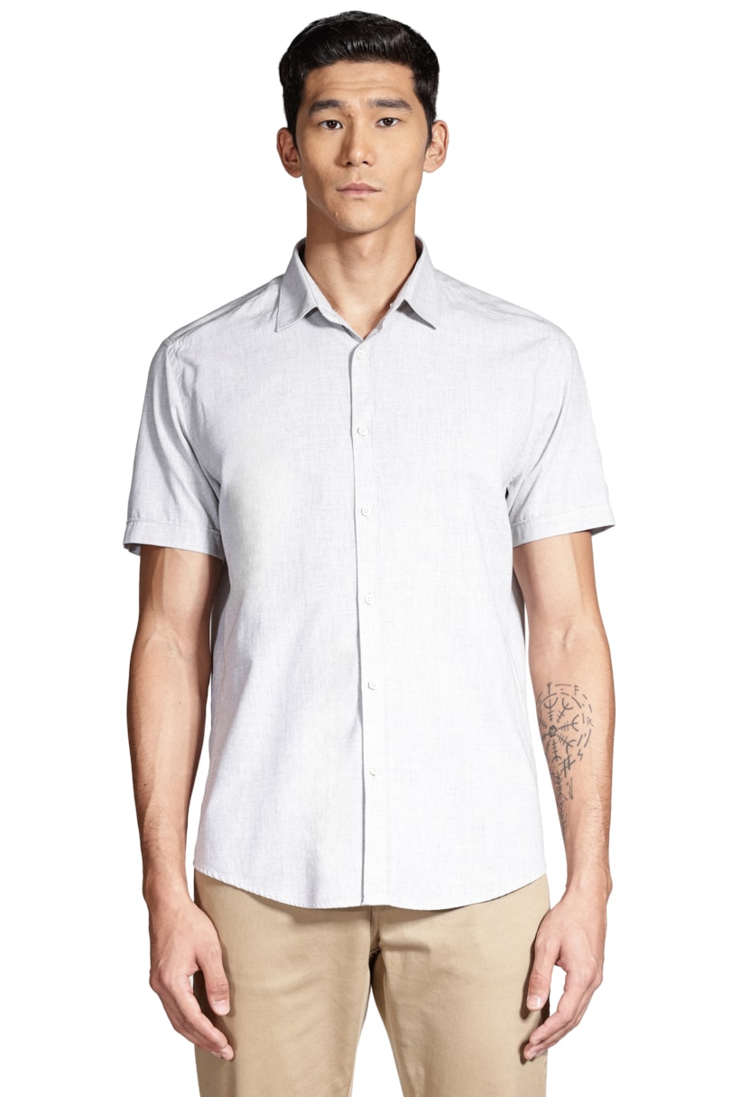 Camisa Manga Curta Slim Algodão Modal Boa Vista Verde Pistache