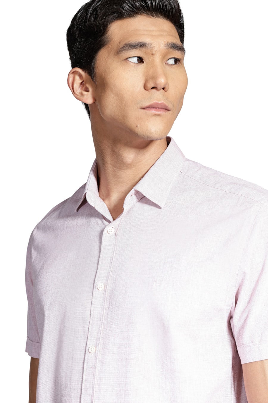 Camisa Manga Curta Slim Algodão Modal Boa Vista Vermelho Claro — foto 3 de 6