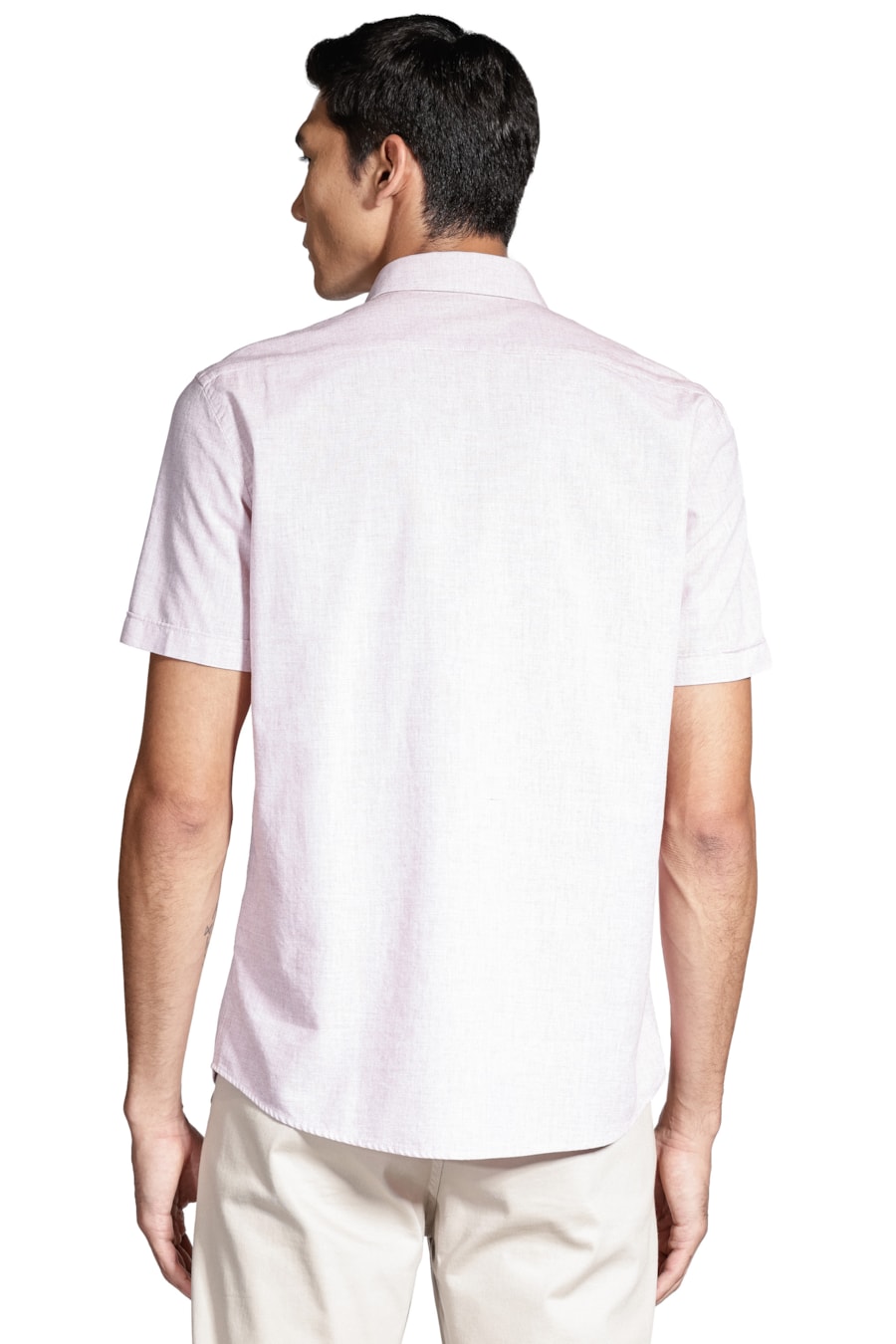 Camisa Manga Curta Slim Algodão Modal Boa Vista Vermelho Claro — foto 4 de 6