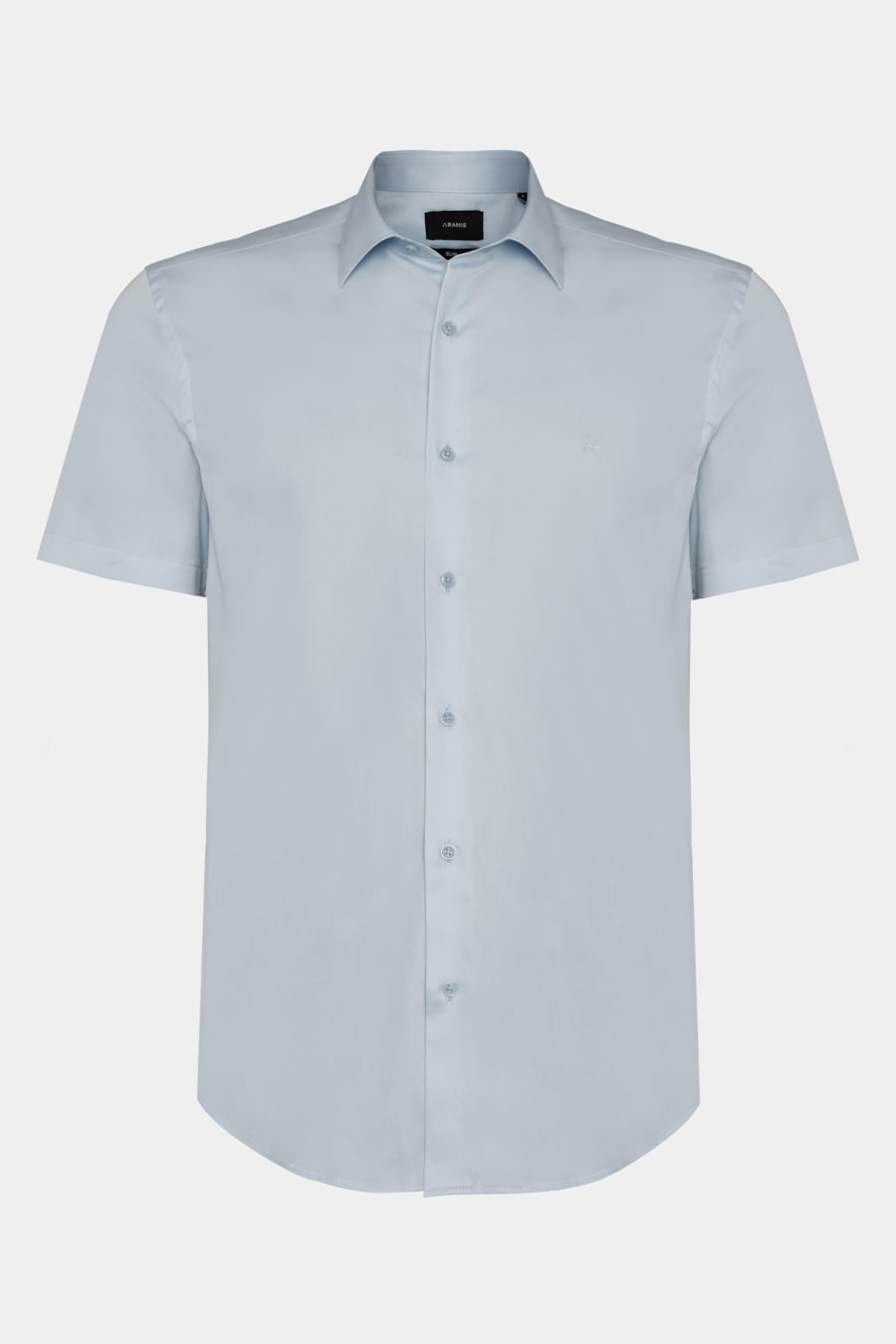 Camisa Manga Curta Slim Cetim Hudson Azul Claro — foto 1 de 2
