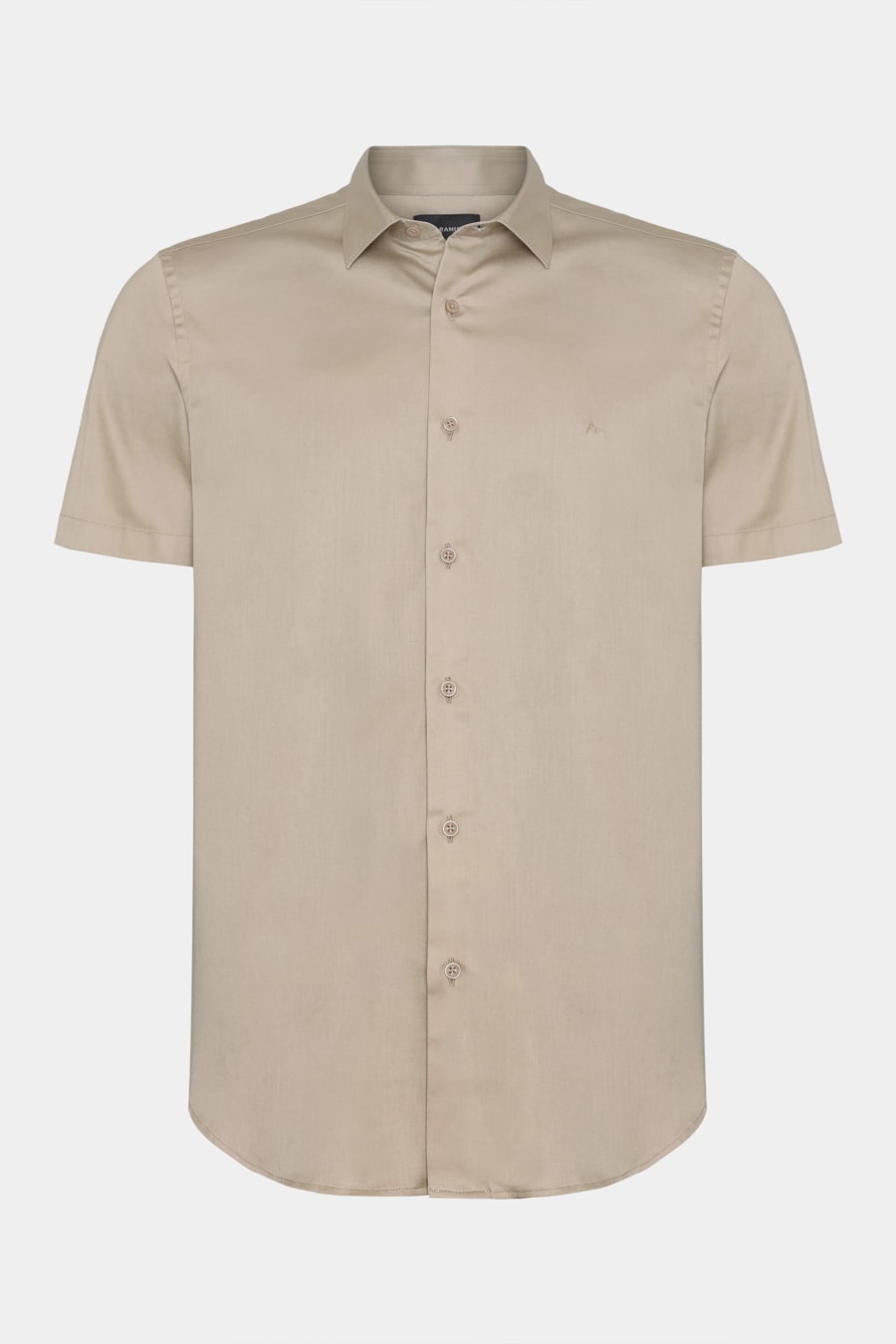 Camisa Manga Curta Slim Cetim Hudson Caqui — foto 6 de 7