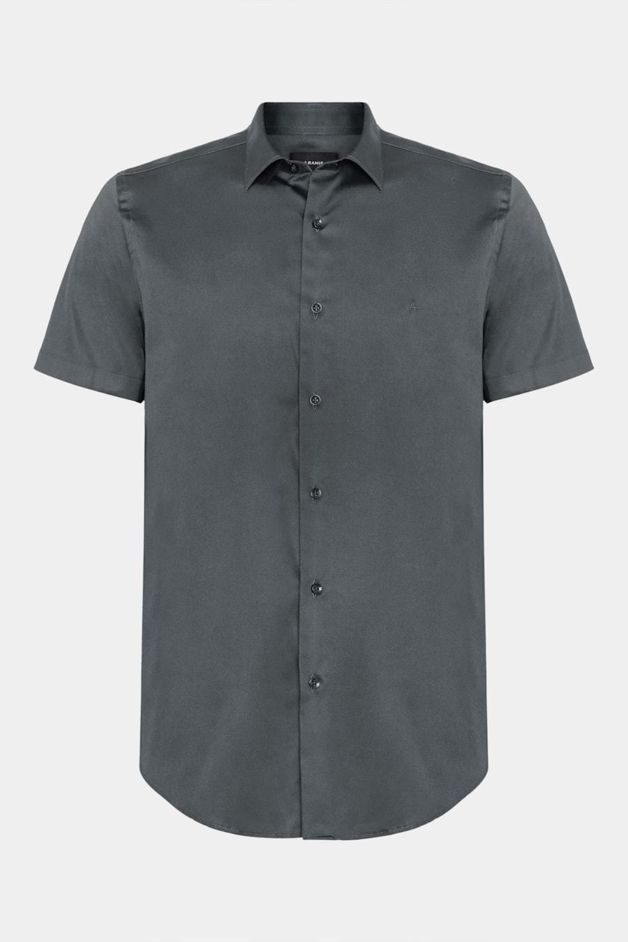 Camisa Manga Curta Slim Cetim Hudson Chumbo — foto 5 de 6