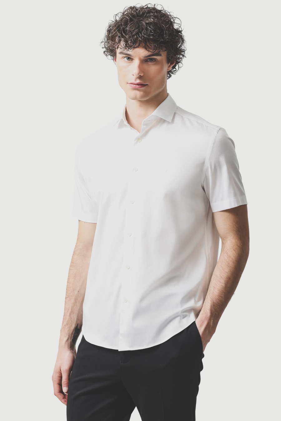 Camisa Manga Curta Slim Cetim St Hudson 2 Branco — foto 1 de 6