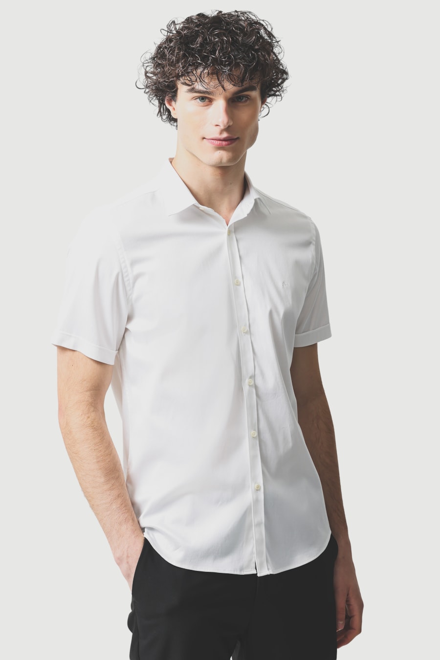 Camisa Manga Curta Slim Cetim St Hudson 2 Branco — foto 1 de 6