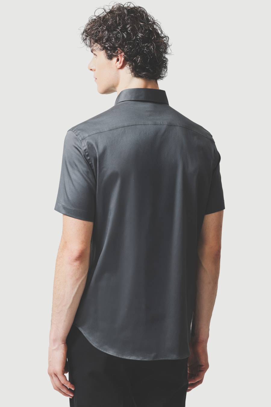 Camisa Manga Curta Slim Cetim St Hudson 2 Chumbo — foto 4 de 6