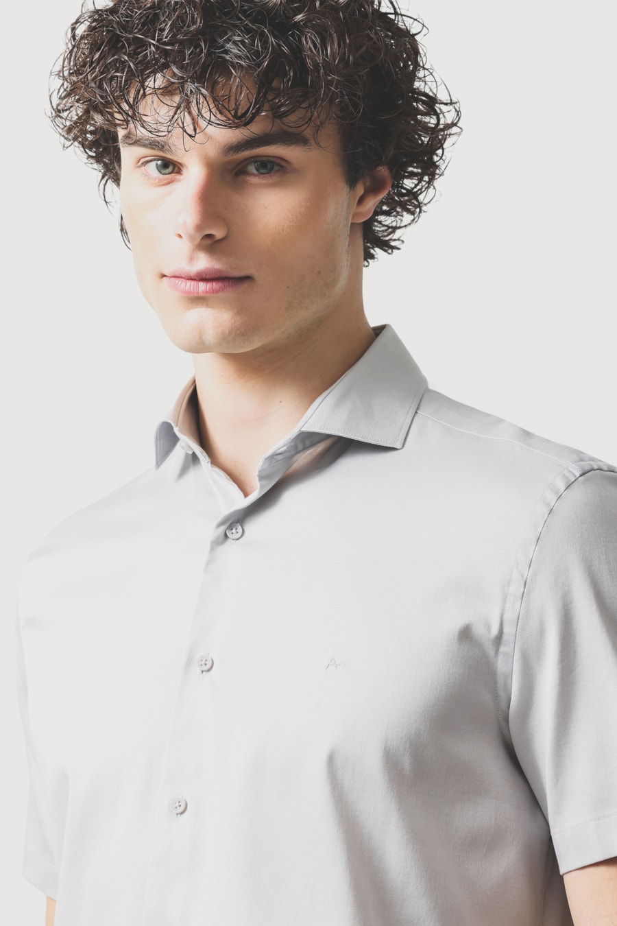 Camisa Manga Curta Slim Cetim St Hudson 2 Cinza — foto 3 de 5