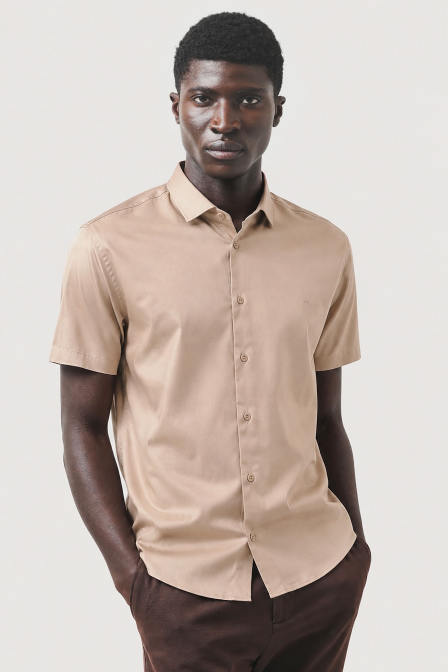 Camisa Manga Curta Slim Cetim St Hudson 2 Fendi — foto 1 de 6