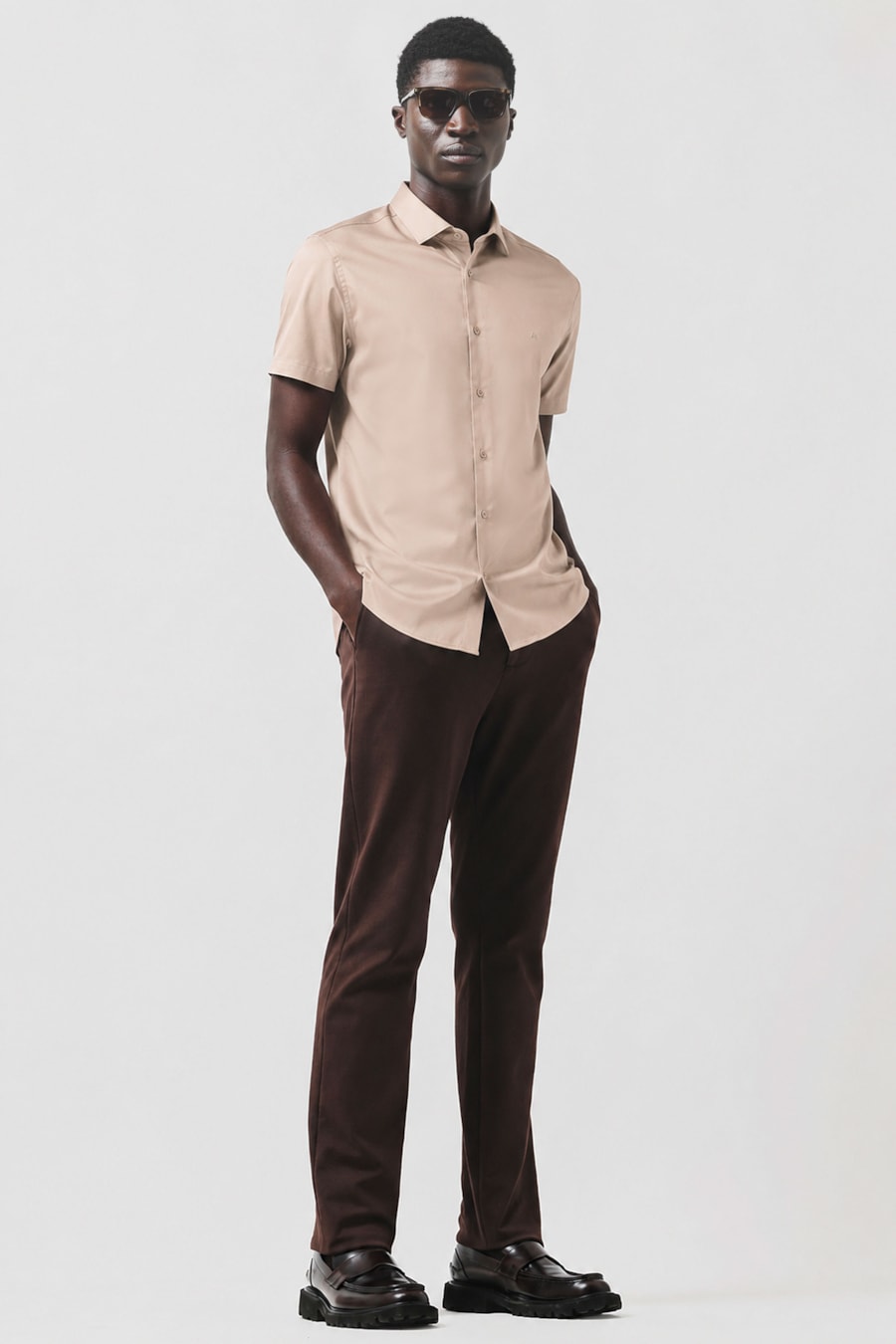Camisa Manga Curta Slim Cetim St Hudson 2 Fendi — foto 2 de 6