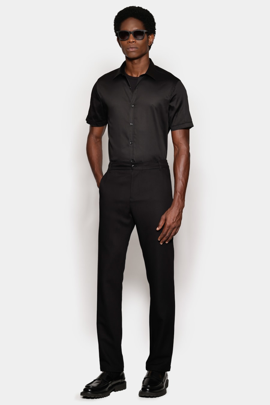 Camisa Manga Curta Slim Cetim St Hudson 2 Preto — foto 2 de 6