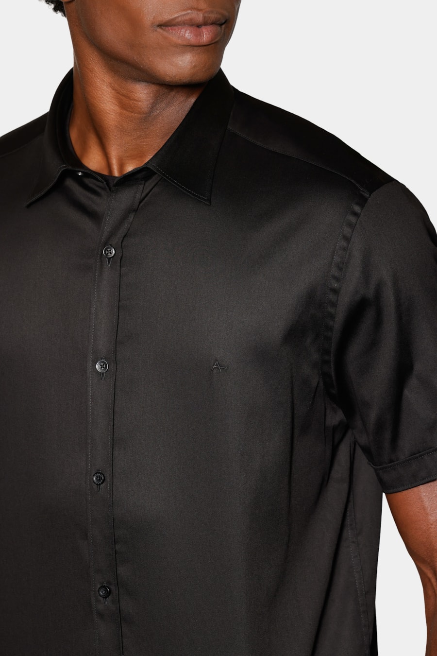 Camisa Manga Curta Slim Cetim St Hudson 2 Preto — foto 3 de 6