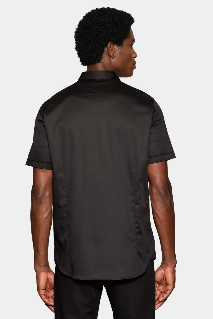 Camisa Manga Curta Slim Cetim St Hudson 2 Preto — foto 4 de 6