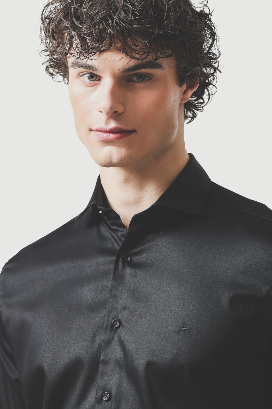 Camisa Manga Curta Slim Cetim St Hudson 2 Preto — foto 3 de 6