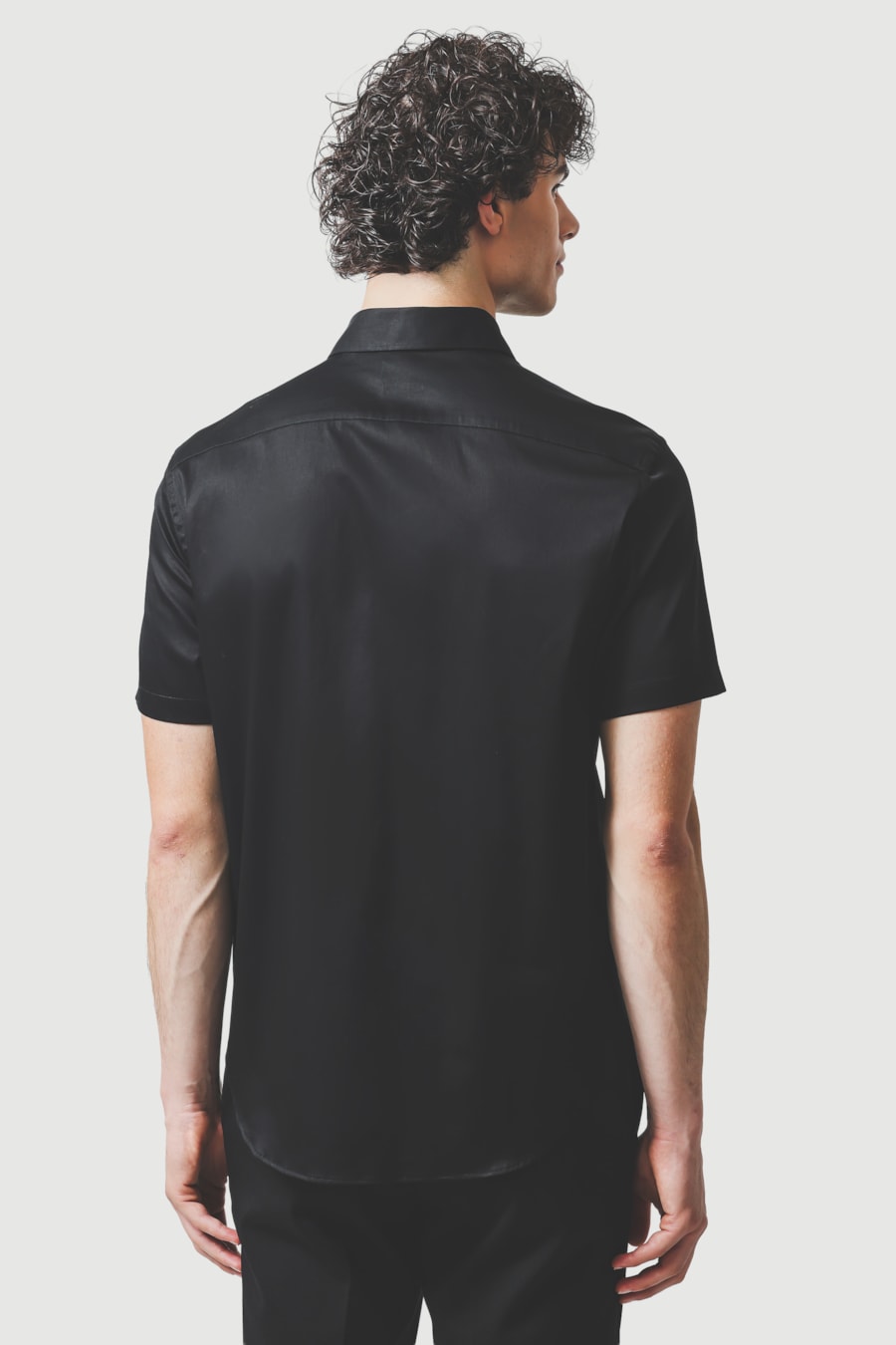 Camisa Manga Curta Slim Cetim St Hudson 2 Preto — foto 4 de 6