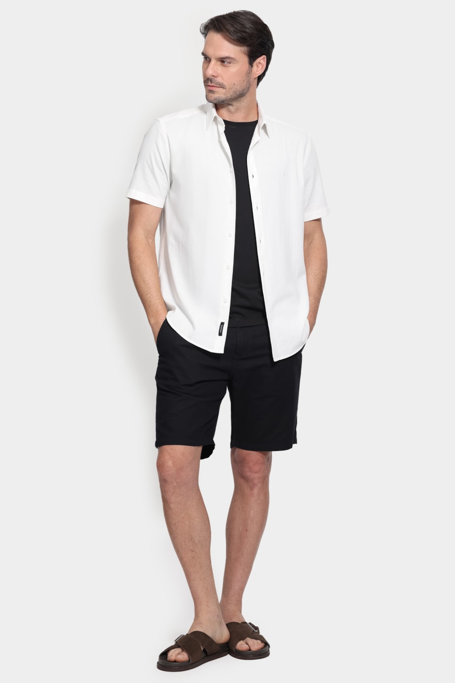 Camisa Manga Curta Slim Cotton Ocean Branco — foto 2 de 5