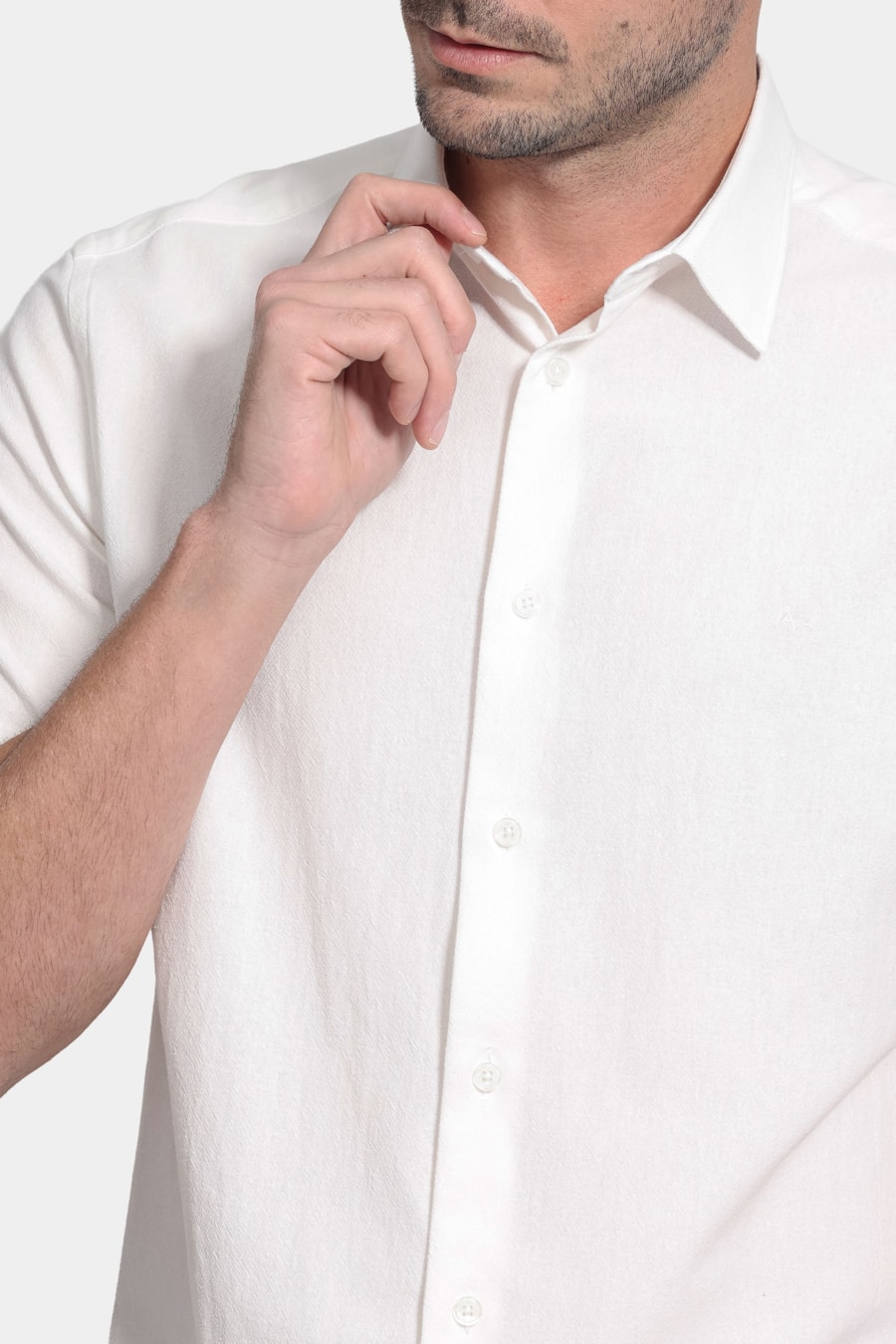 Camisa Manga Curta Slim Cotton Ocean Branco — foto 3 de 5
