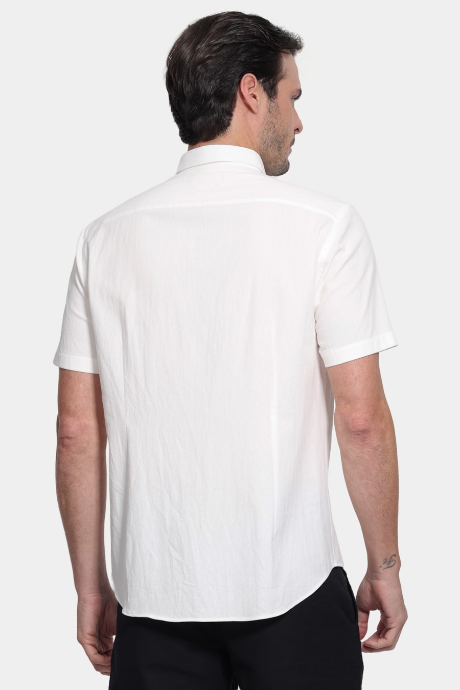 Camisa Manga Curta Slim Cotton Ocean Branco — foto 4 de 5