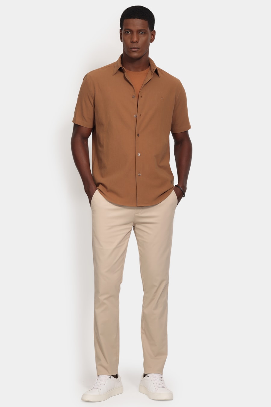 Camisa Manga Curta Slim Cotton Ocean Madeira — foto 2 de 6