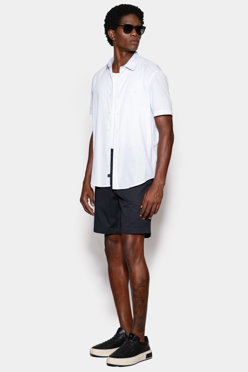 Camisa Manga Curta Slim em Algodao Willis Azul Claro