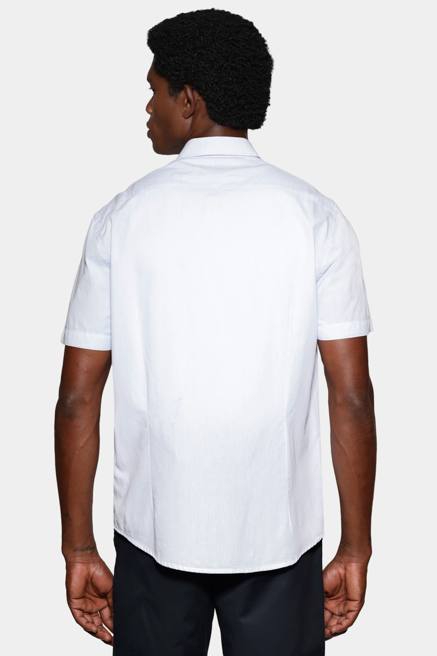 Camisa Manga Curta Slim em Algodao Willis Azul Claro — foto 4 de 6