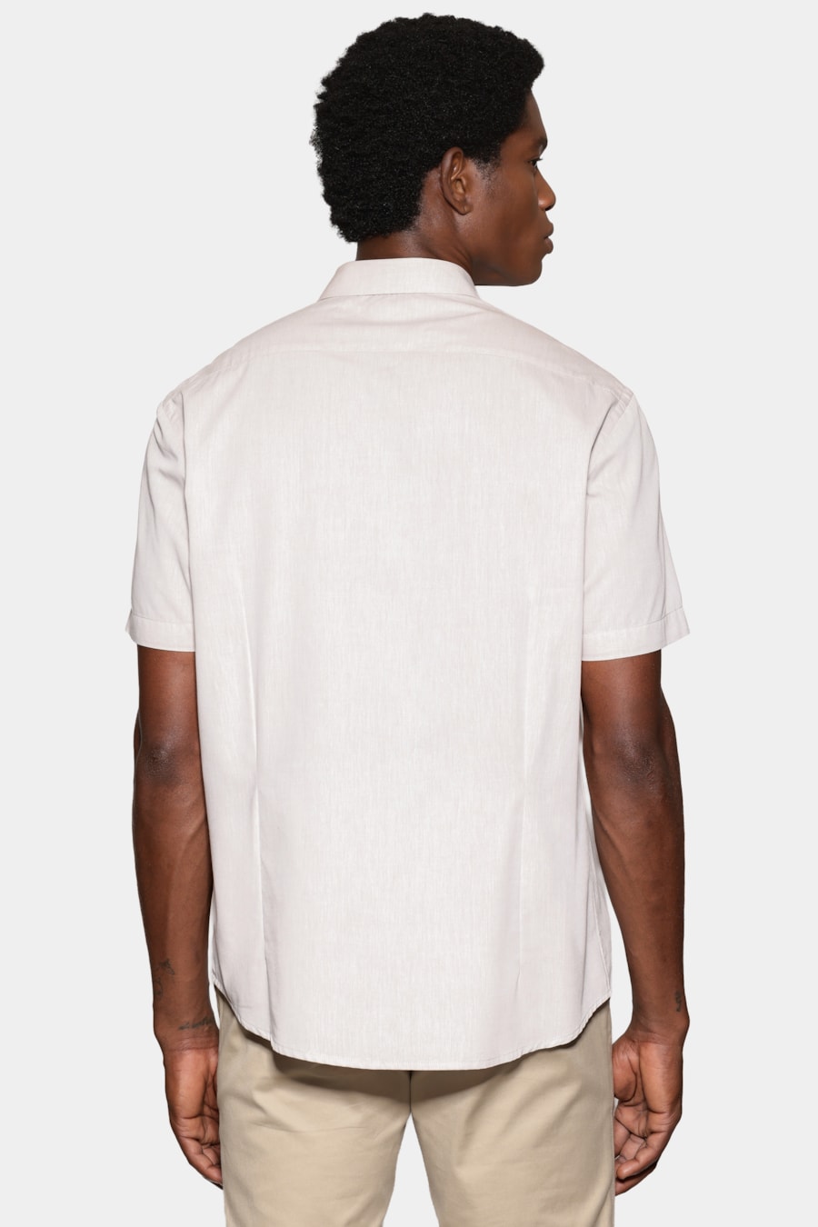 Camisa Manga Curta Slim em Algodao Willis Caqui — foto 4 de 6