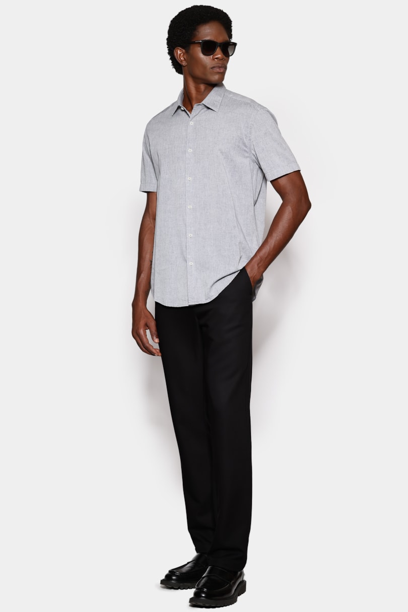 Camisa Manga Curta Slim em Algodao Willis Chumbo